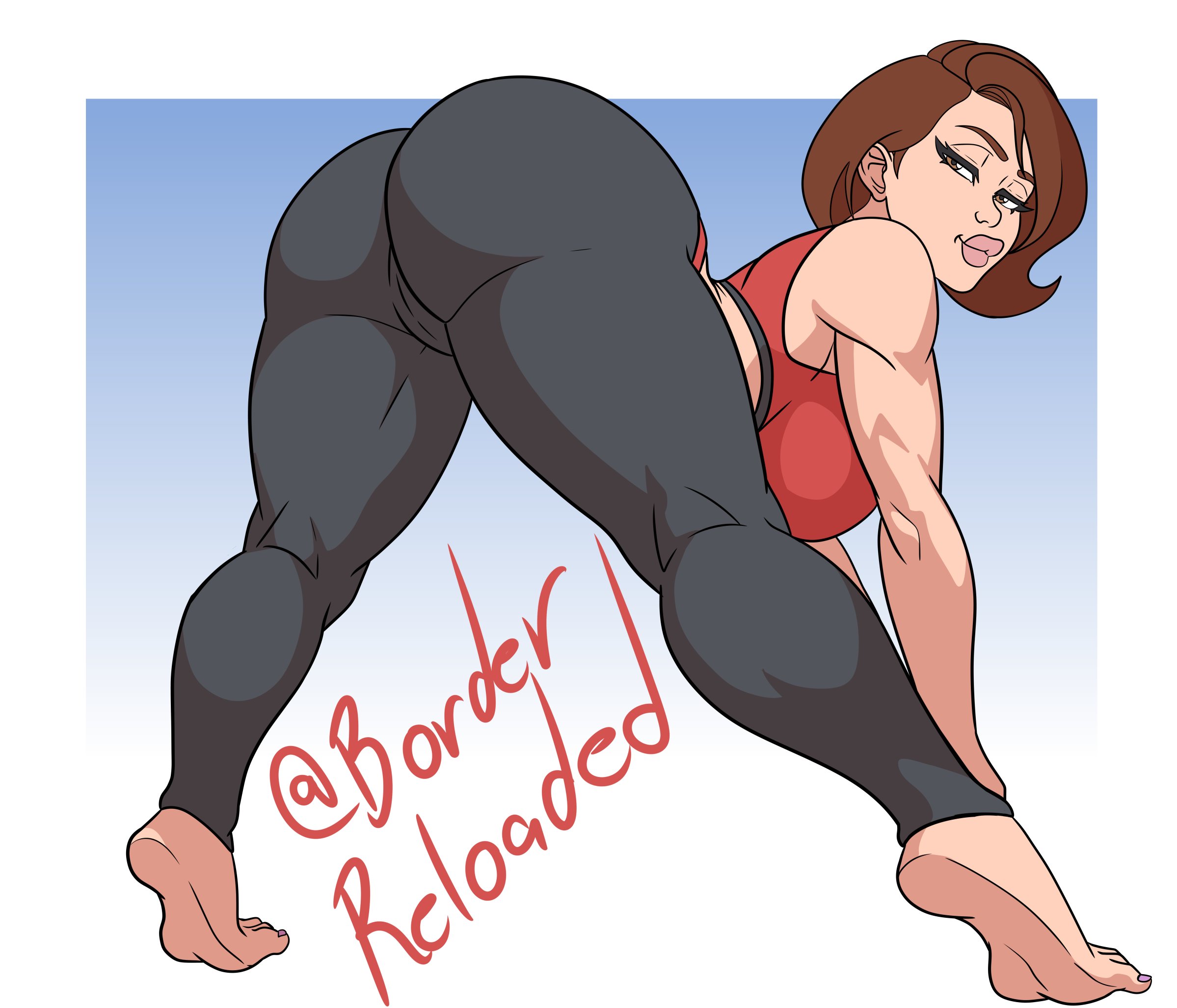 ass, bent over, big ass, borderreloaded, brown hair, cameltoe, disney, female, female only, helen parr, mature female, milf, mother, pixar, presenting, presenting hindquarters, pussy, solo, the incredibles