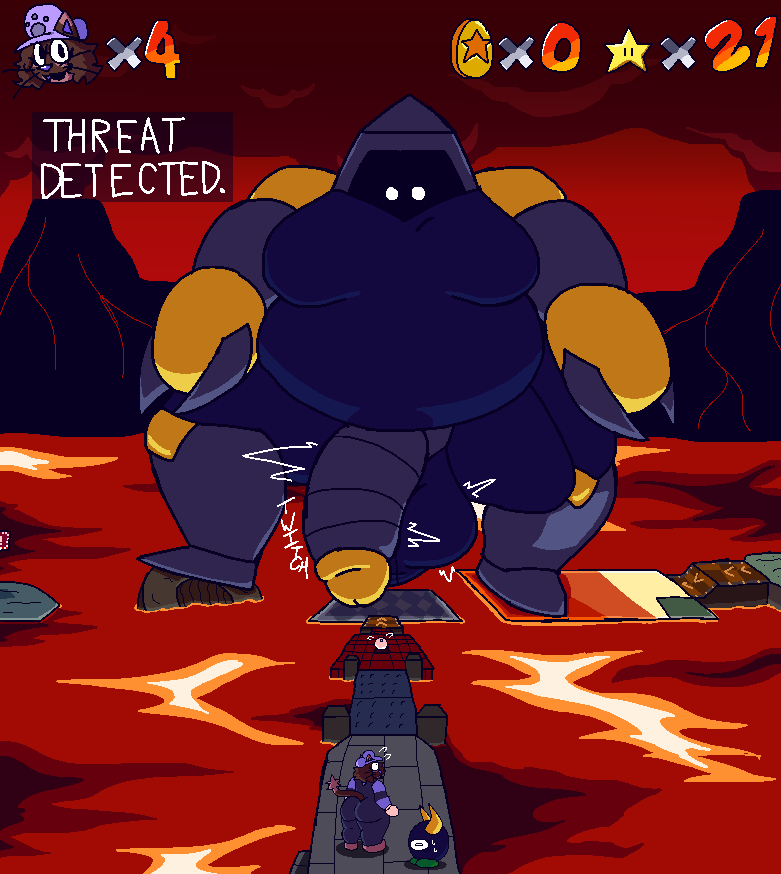 amber_(felineflustered) ambiguous_gender anthro ass ball_sag balls belly big_balls big_belly big_butt big_penis bodily_fluids bully_(mario) claws demon dialogue domestic_cat eyeball felid feline felineflustered felis futanari genitals group gynomorph hud huge_balls huge_cock intersex lava lethal_lava_land looking_down looking_up looming_over machine macro male mammal mario_bros motos nervous nintendo number onomatopoeia overweight overweight_male penis robot sound_effects star super_mario_64 super_mario_64_beta sweat text text_box thick_arms thick_thighs throbbing throbbing_penis trans_(lore) trans_woman_(lore) volcano voluptuous_male