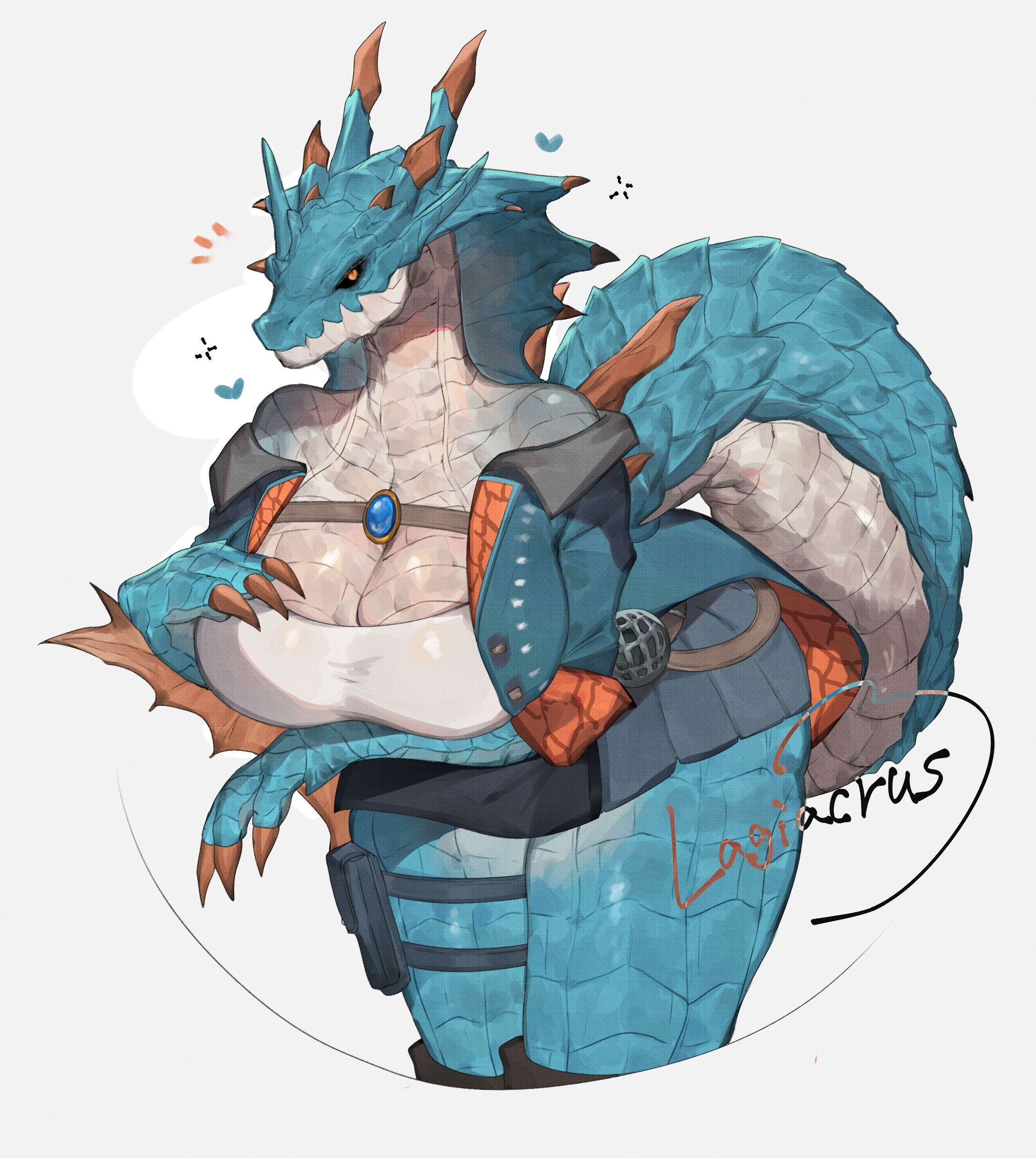1girls, anthro, big breasts, black sclera, breasts, capcom, claws, cleavage, clothing, female, female only, heart, hi res, lagiacrus, leviathan (mh), looking at viewer, monster hunter, monster hunter wilds, orange eyes, scales, scalie, solo, tail, thick thighs, toge77789, togetoge