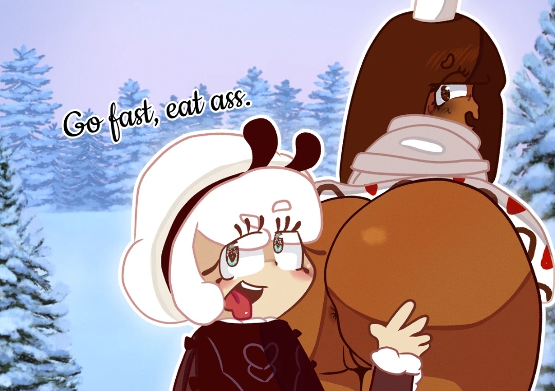 2girls, ass, big ass, cocoa cookie, cookie run, cookie run kingdom, cotton cookie, female, white hair, yuri