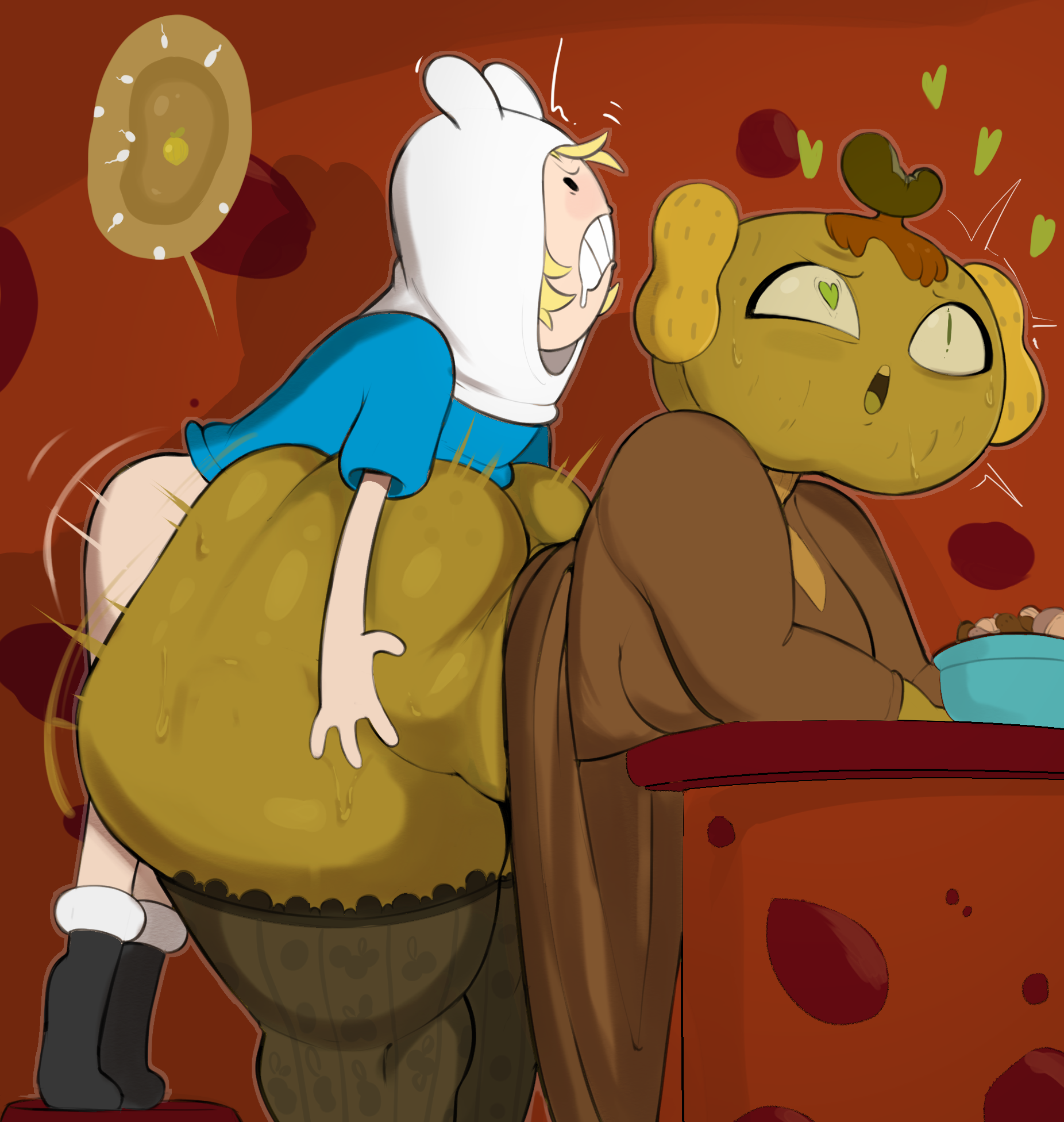 1boy1girl, 1girls, adventure time, big ass, big butt, breasts, cum inside, duchess of nuts, finn the human, hearts, impregnation, male, male/female, sex, thighhighs, usnarbit, vaginal penetration