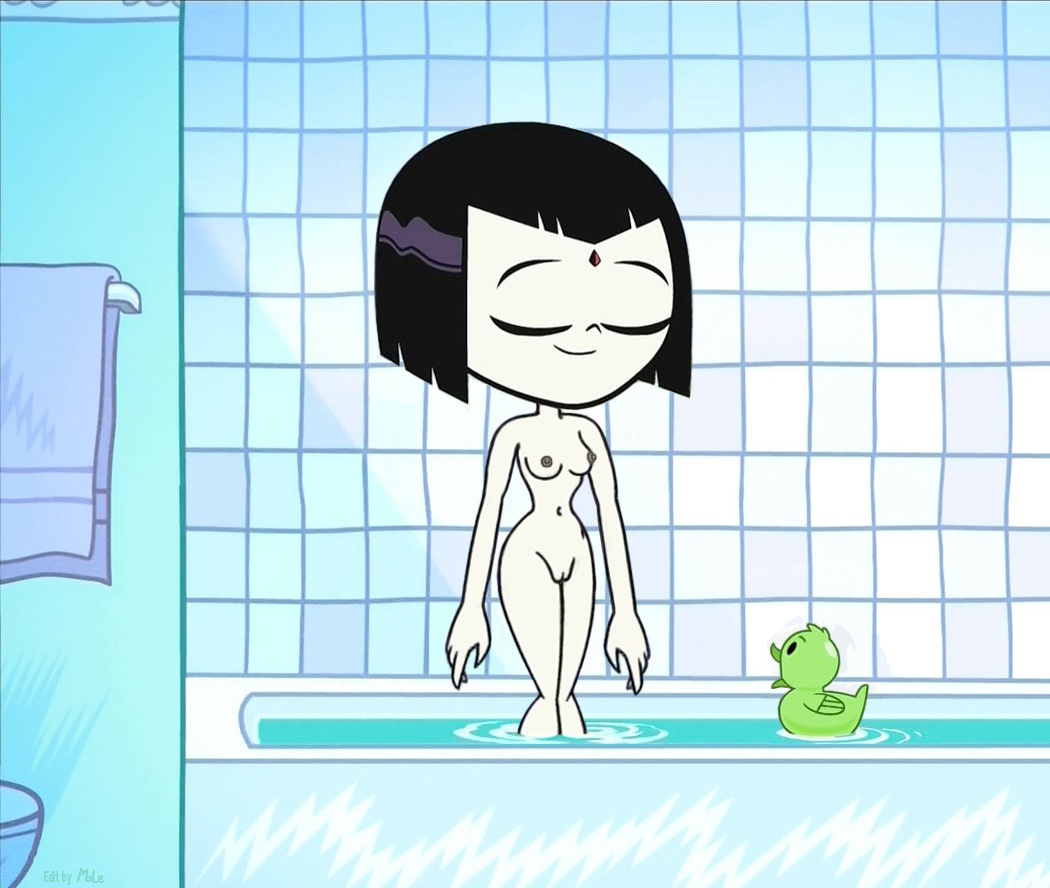 bath, beast boy, dc, dc comics, female, nipples, nude, pussy, raven (dc), straight, teen titans, teen titans go