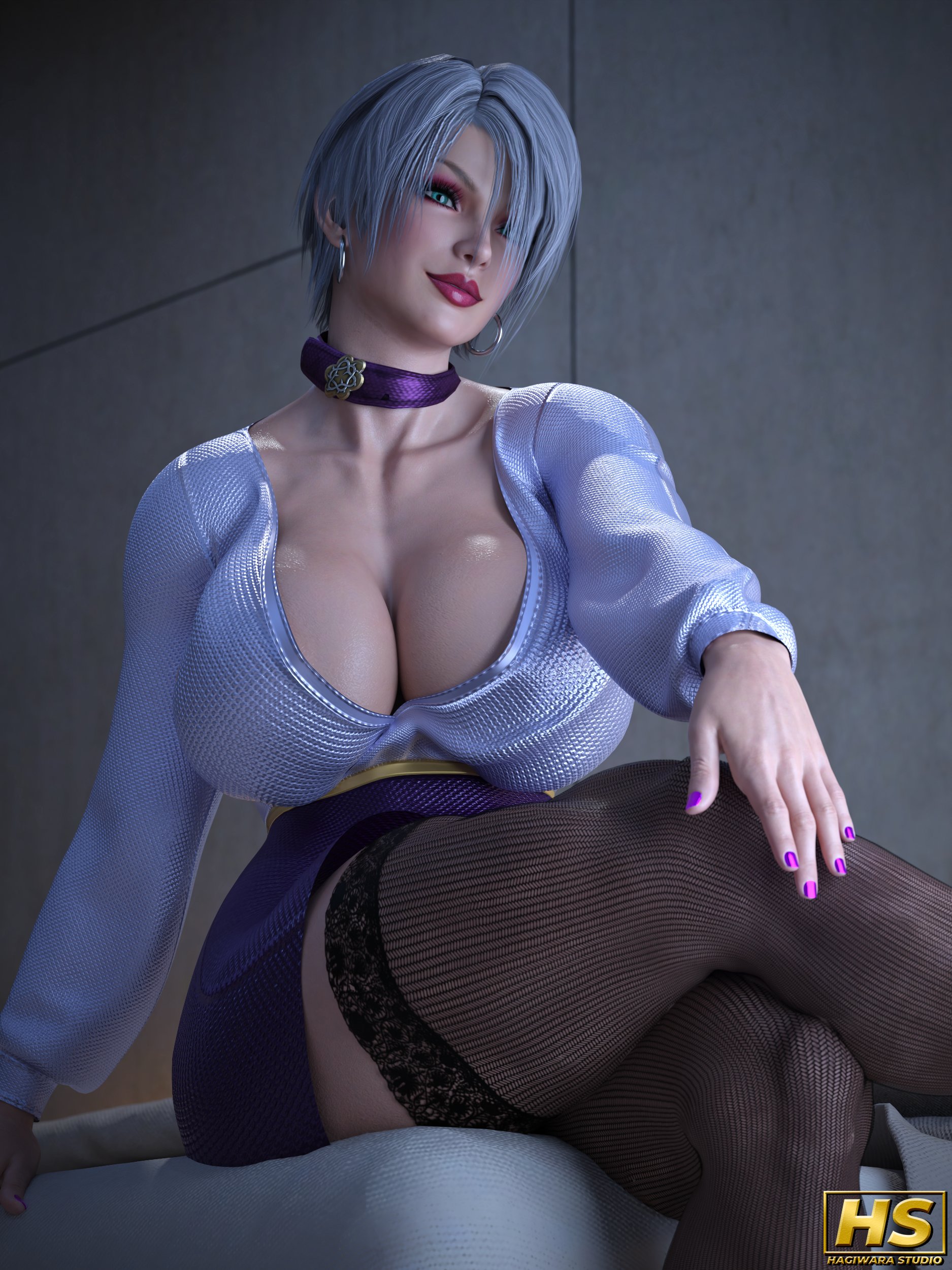 1girls, 3d, ass, bandai namco, big ass, big breasts, breasts, curvy, curvy female, female, female only, hagiwara studio, hi res, highres, huge breasts, isabella valentine, large breasts, navel, short hair, solo, solo female, soul calibur, tagme, thick thighs