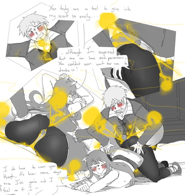1boy, 1girls, ass, assjob, buttjob, covered assjob, covered buttjob, embarrassed, enjoying farts, fart, fart cloud, fart fetish, fart on dick, farting on dick, fartjob, female, holo, kraft lawrence, lazei, male, penis, spice and wolf
