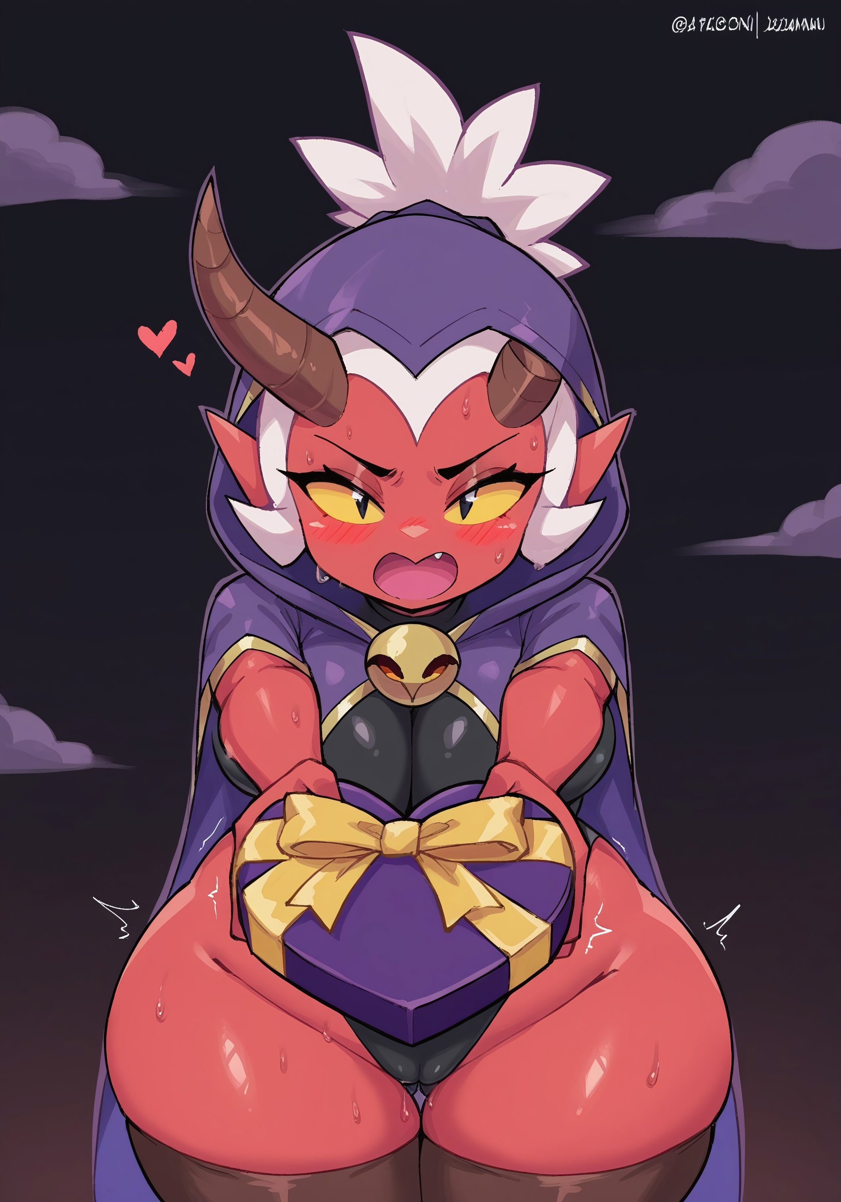 ai generated, ass, brawl stars, breasts, cute, cute face, demon horns, female, huge ass, huge breasts, huge thighs, pov, pussy, red body, supercell, willow (brawl stars), willowlover071