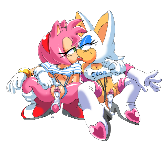 amy_rose breasts coolblue cum cum_in_pussy elbow_gloves gloves nipple pussy rouge_the_bat sonic_(series)