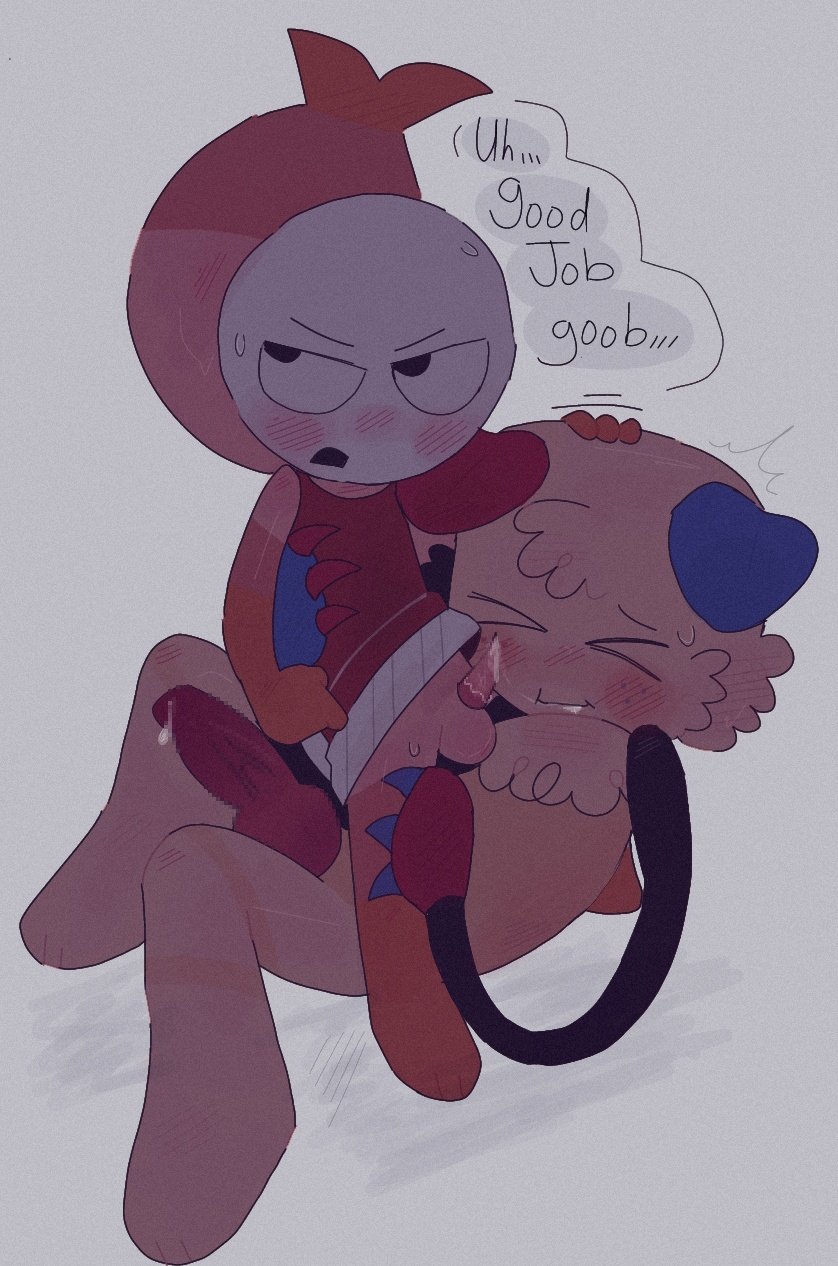 big penis, blowjob, cloudyhehe, cum in mouth, dandy's world, gay, goob (dandy's world), knot, shrimpo (dandy's world), small penis