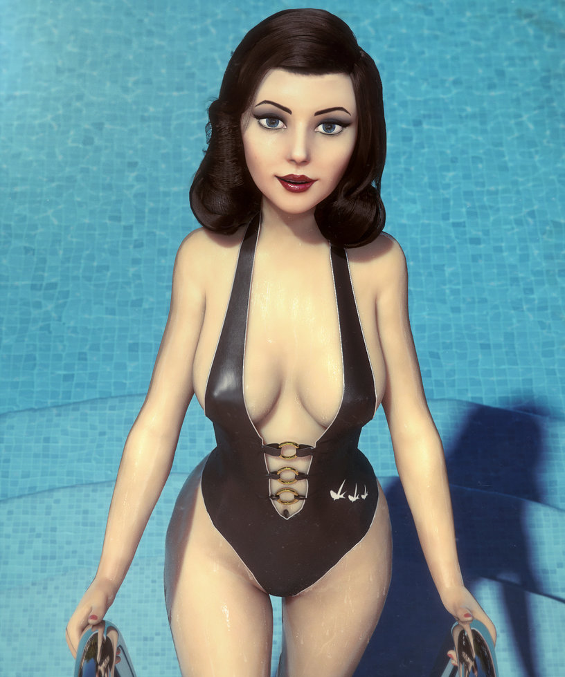 1girls, 3d, bioshock, bioshock infinite, brown hair, burial at sea, elizabeth comstock, female, female only, pseudonym3d, solo, swimsuit