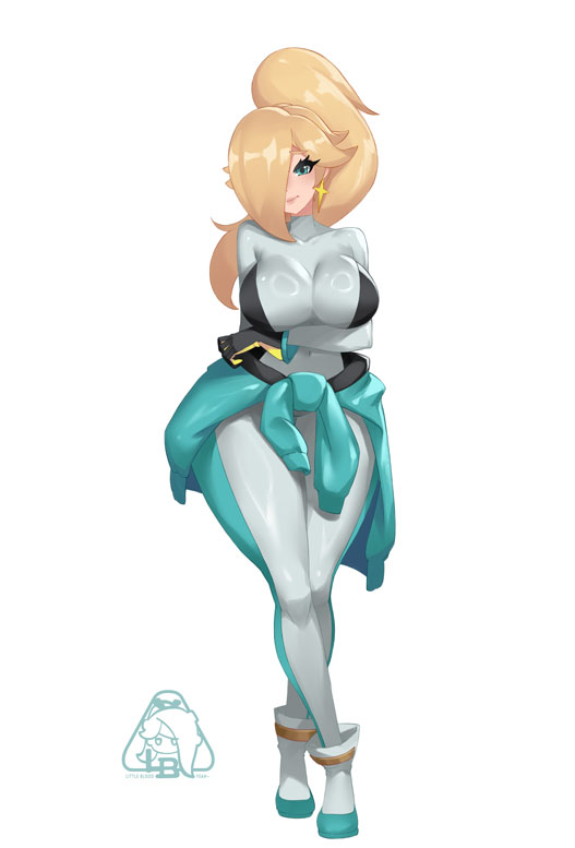 big breasts, blonde hair, breasts, little blood, looking at viewer, mario (series), mario kart, mario kart world, nintendo, princess rosalina, princess rosalina (pro racer), tagme, thick thighs, thighs bigger than head