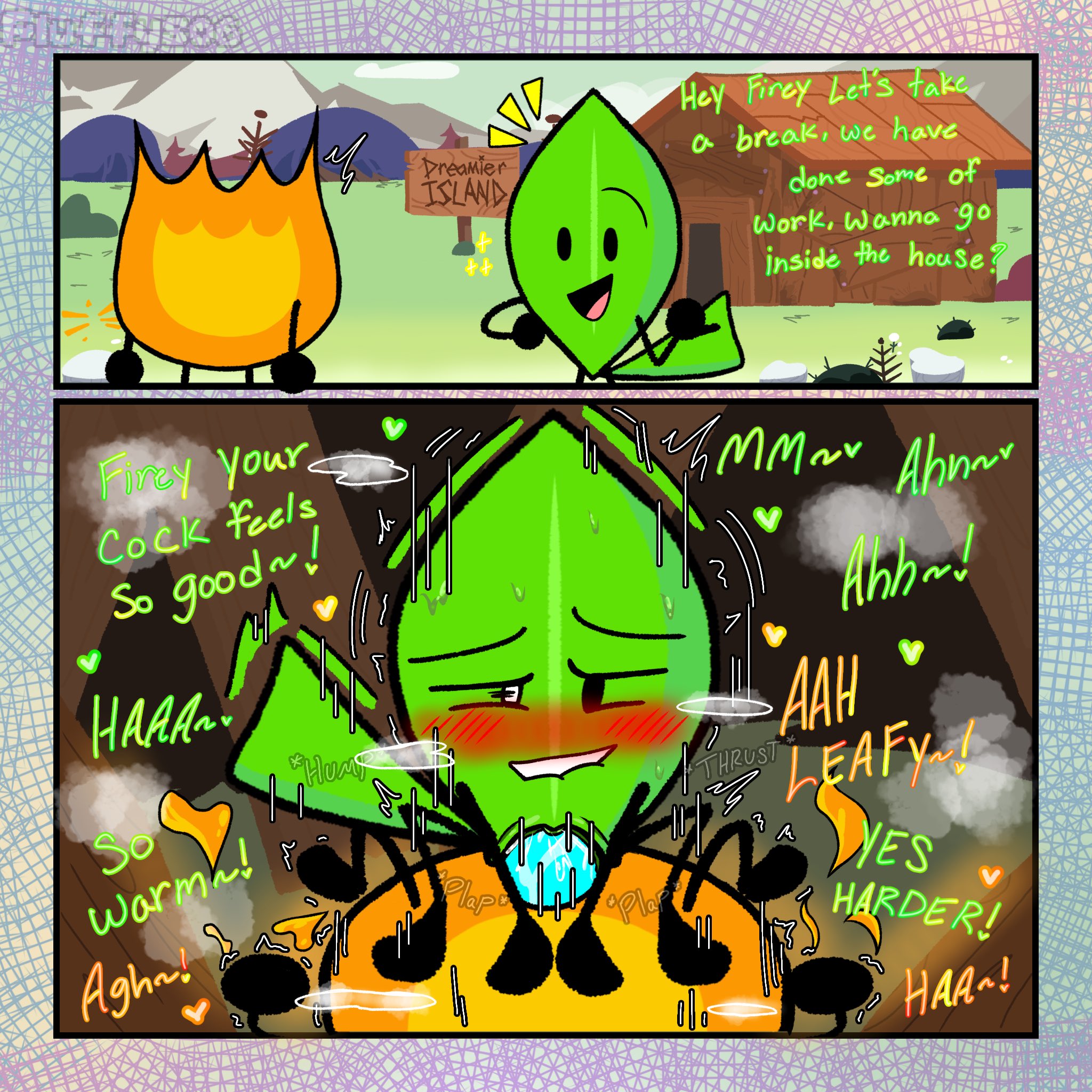anthro, battle for dream island, biting lip, fire, firey (bfdi), fuzzy fluffs, leafy (bfdi), object show, object shows, pussy, riding penis, sex, tagme, tentacle, tentacle in pussy, tentacle penis, the power of two, tpot