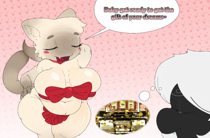 1boy, 1girls, big belly, big breasts, chubby, chubby anthro, chubby female, couple, couple (romantic), fat, fat ass, female, funny, gaizo, jaidee (vortexart505), large breasts, male, post vore, red cheeks, ribbon, ribbons, rosy cheeks, straight, tagme, valentine's day