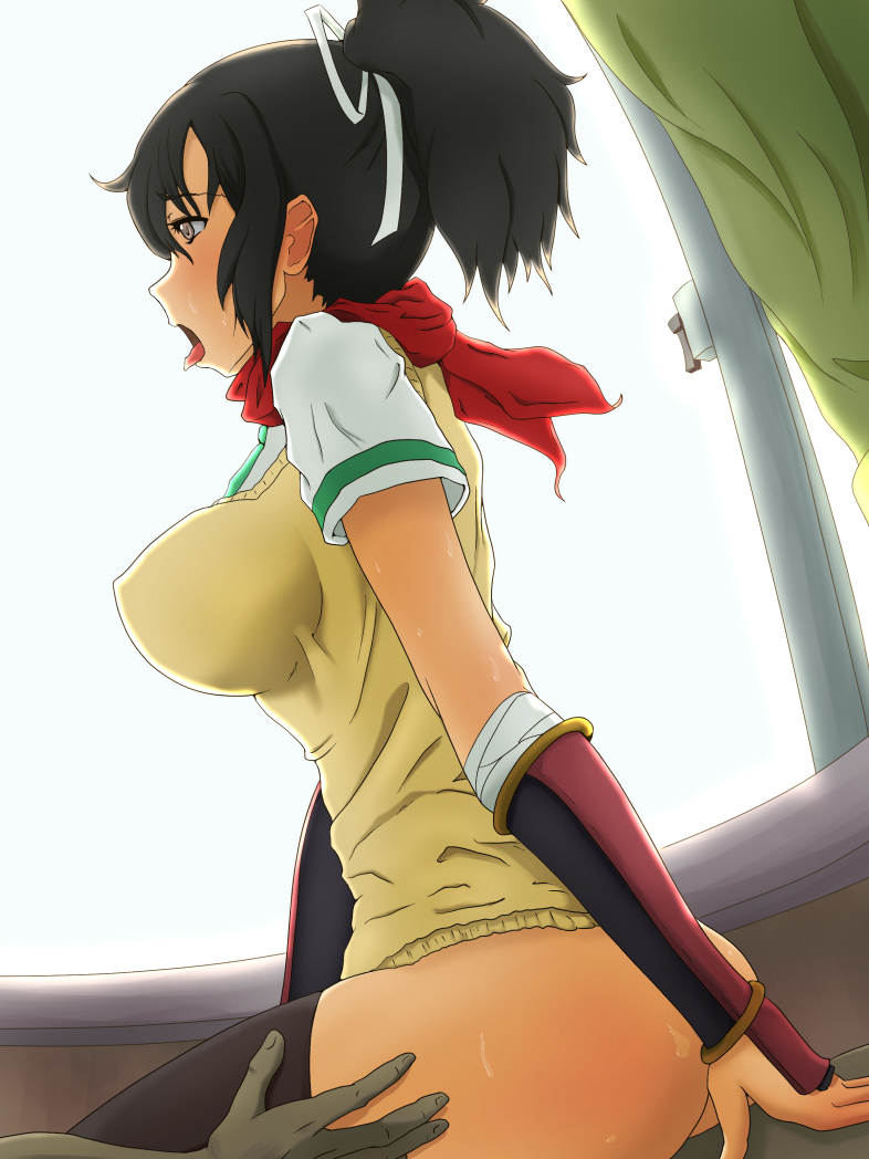 asuka_(senran_kagura) covered_nipples erect_nipples female human implied_sex oshiza senran_kagura sex tagme tongue tongue_out