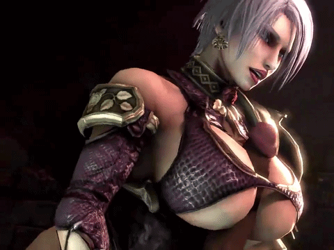 1boy, 1girls, 3d, animated, big breasts, dualfaceart, gif, isabella valentine, onagi, paizuri, soul calibur