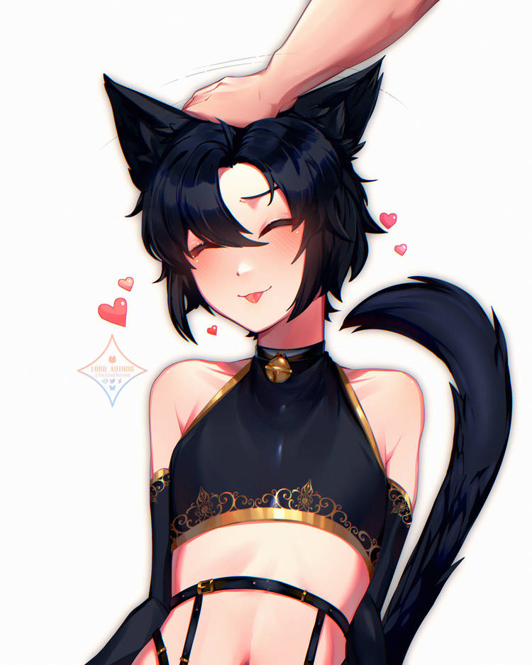 1boy, 1femboy, blush, cat ears, cute, cute expression, cute face, cute male, dear, femboy, hand on head, heart-shaped pupils, male, oniongx
