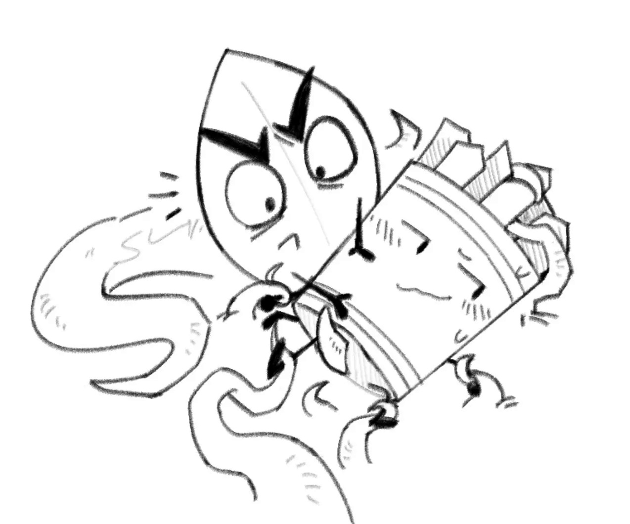 battle for dream island, battle for dream island again, bfb, bfdi, bfdia, evil leafy (bfdi), fries (bfdi), genital slit, object shows, tentacle penis, tentacles, the power of two, tpot