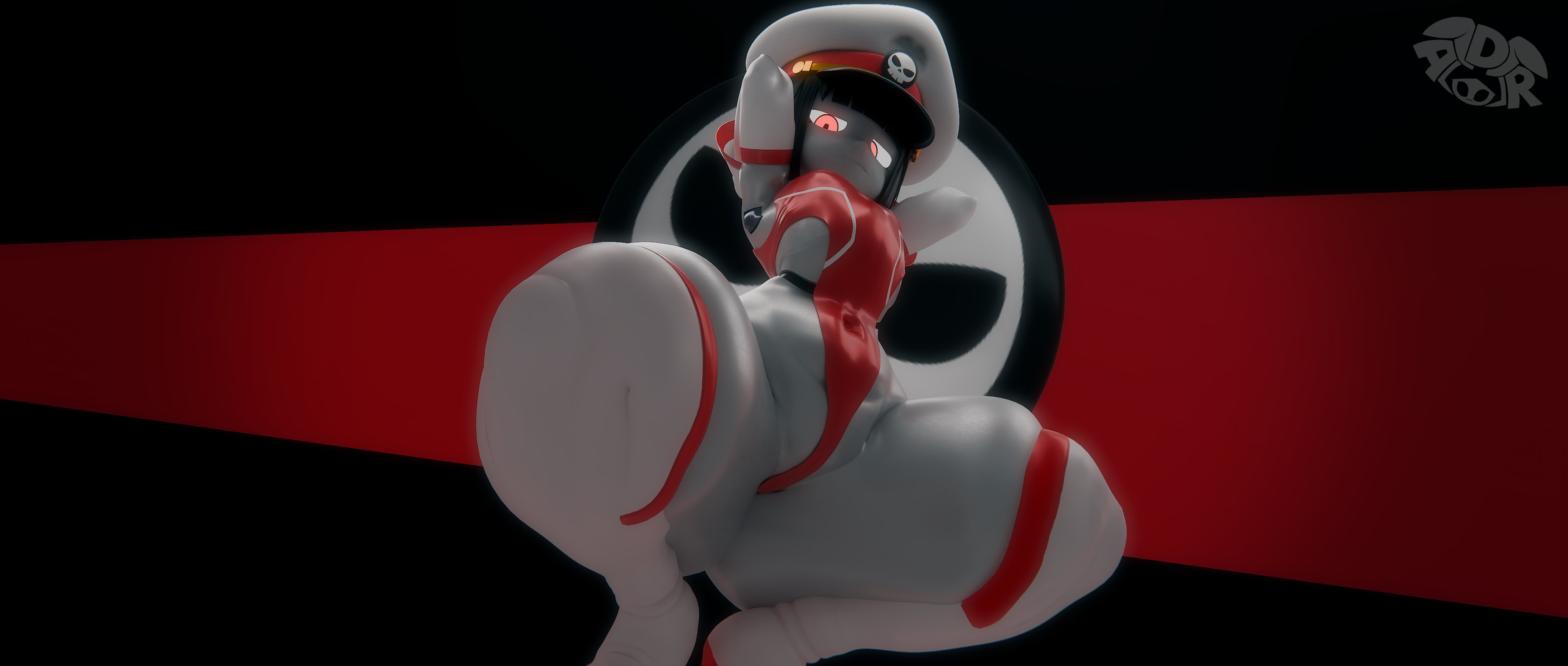3d, adriandustred, lewdssonk, robot commander (bingbingzi), shortstack, squatting, thick thighs