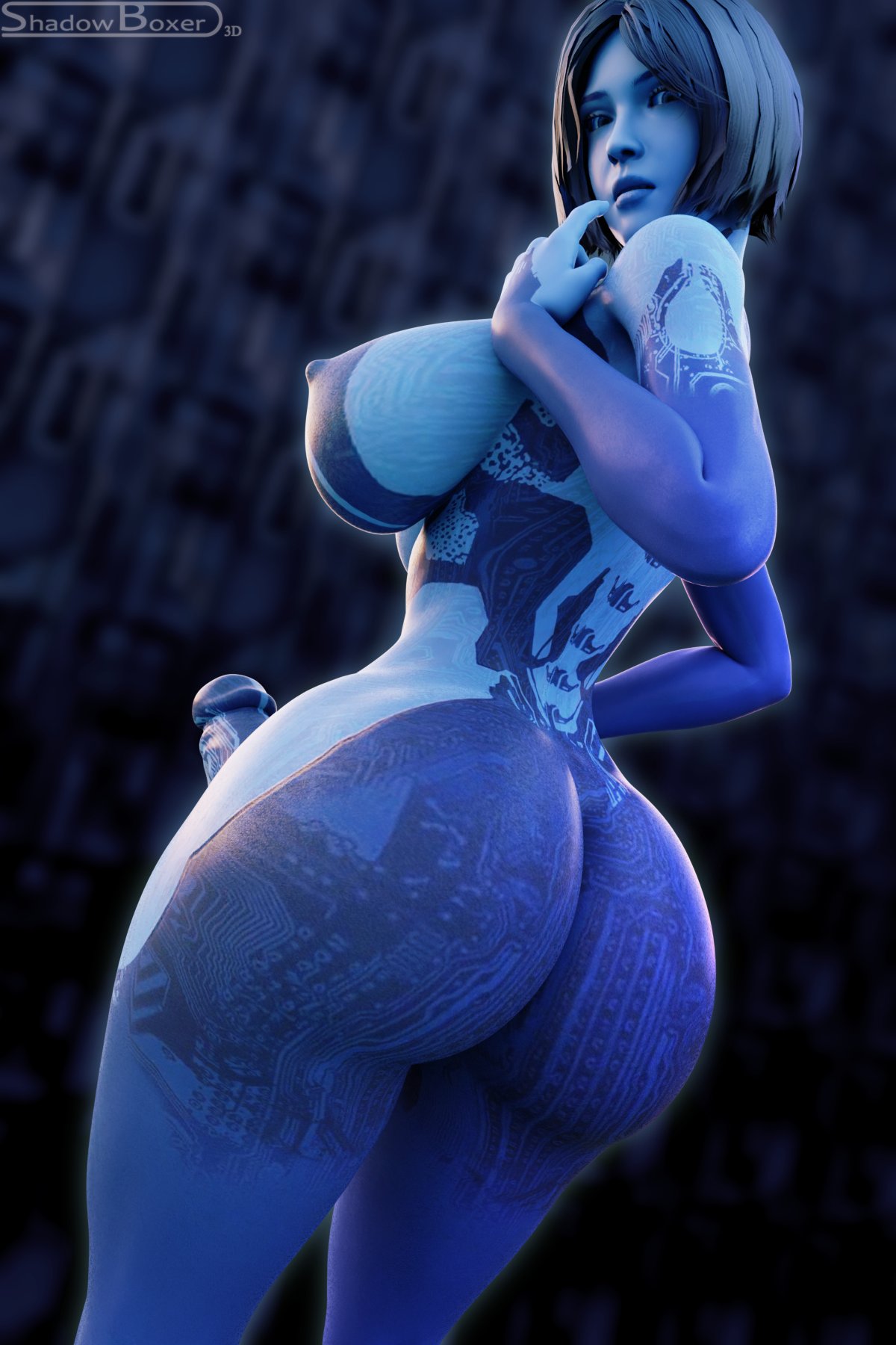 1futa 3d ass big_ass big_ass_(futa) big_breasts breasts cortana erection futanari halo_(series) huge_ass huge_breasts nipples penis shadowboxer solo