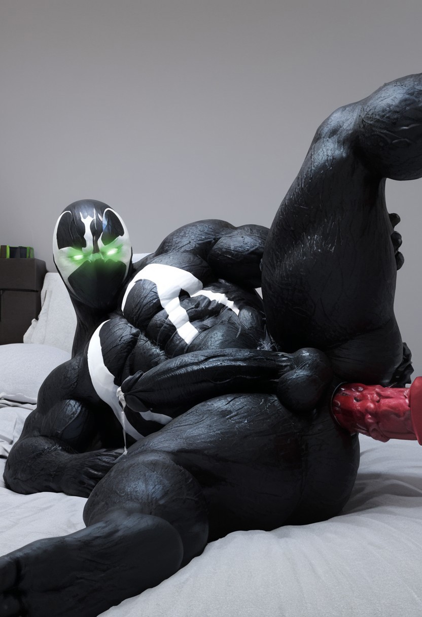 abs absurd_res ai_generated ass ass_focus ass_to_viewer ass_up balls biceps black_background black_balls black_body black_penis body_armor demon dildo dildo_in_ass dildo_insertion dildo_penetration feet foreskin genitals glans glistening glistening_body green_eyes hands_behind_head hellspawn hi_res humanoid image_comics large_cock laying_on_side light looking_at_viewer male male_focus male_only markings missionary missionary_position mouthless muscular muscular_humanoid muscular_male navel netherrealm_studios not_furry_focus nude on_back outside outside_view pecs penis pink_glans presenting presenting_anus presenting_ass presenting_asshole presenting_hindquarters retracted_foreskin shadow simple_background solo spawn spawn_(series) toy toying_self white_markings