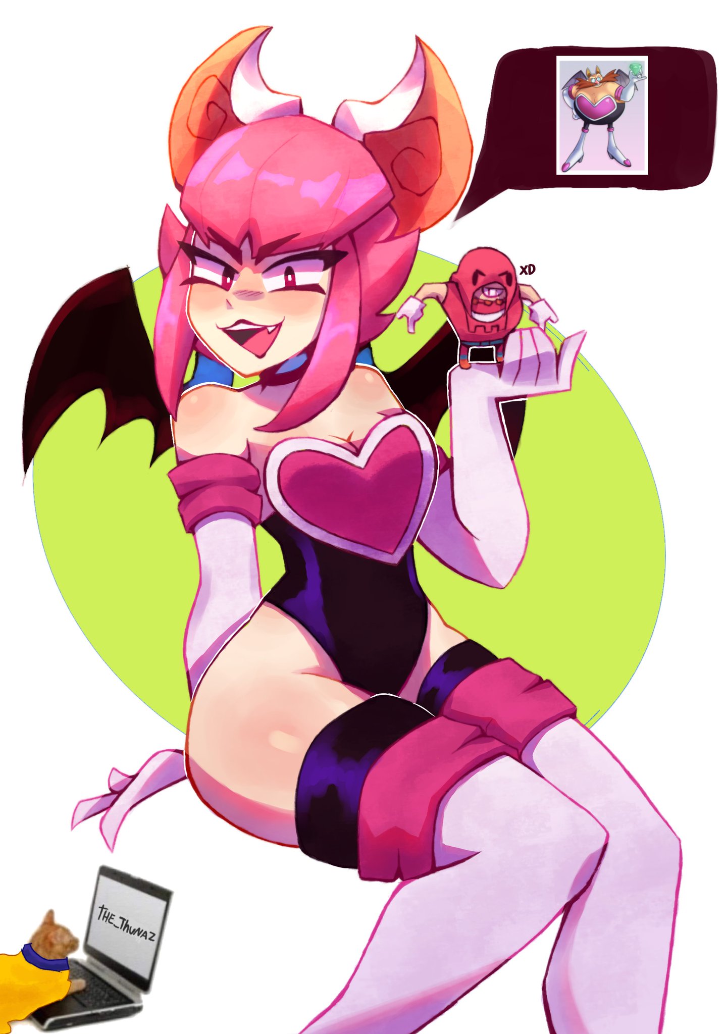 brawl stars, cosplay, female, grom (brawl stars), korean, korean female, melodie (brawl stars), pig, pink hair, rouge the bat (cosplay), sonic (series), tagme, the thunaz