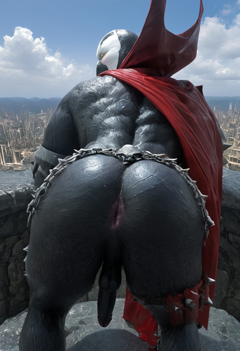 abs absurd_res ai_generated ass ass_focus ass_to_viewer ass_up back_to_viewer balls biceps black_background black_balls black_body black_penis body_armor demon dildo dildo_in_ass dildo_insertion dildo_penetration feet foreskin genitals glans glistening glistening_body green_eyes hands_behind_head hellspawn hi_res humanoid image_comics large_cock laying_on_side light looking_at_viewer looking_back male male_focus male_only markings missionary missionary_position mouthless muscular muscular_humanoid muscular_male navel netherrealm_studios not_furry_focus nude on_back outside outside_view pecs penis pink_glans presenting presenting_anus presenting_ass presenting_asshole presenting_hindquarters retracted_foreskin shadow simple_background solo spawn spawn_(series) spread_ass spread_butt standing toy toying_self white_markings