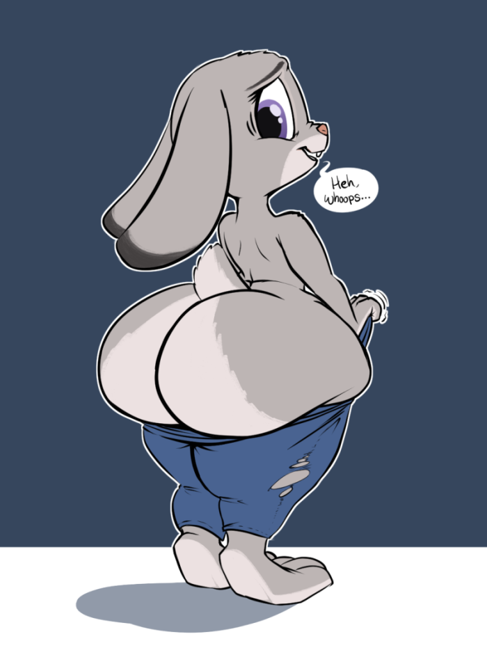 1girls accidental_exposure ass ass_expansion ass_focus backview butt_expansion clothing clothing_damage disney enf female female_only furry hyper hyper_ass ineffective_clothing judy_hopps lost_clothes nsfwlk solo text topless wardrobe_malfunction wide_hips zootopia