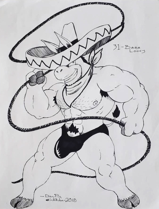 anthro barefoot black_and_white bulge donkey hanna-barbera male male_only monochrome muscular orchidshield penis quick_draw_mcgraw solo sombrero the_quick_draw_mcgraw_show thong