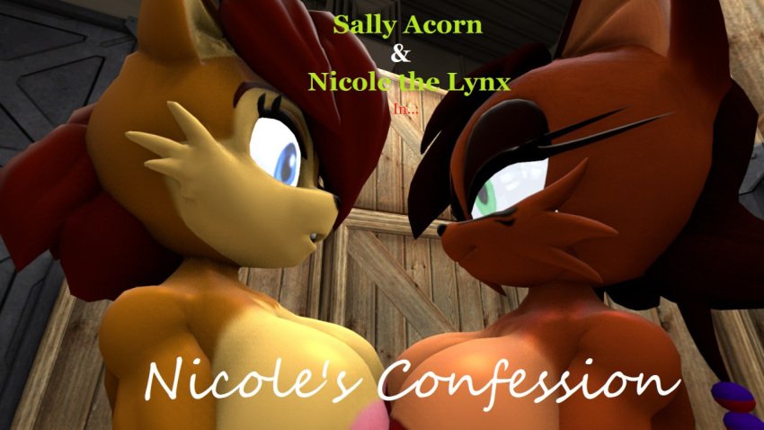 anthro archie_comics black_hair brown_body brown_fur chipmunk duo felid feline female fur ground_squirrel gynomorph gynomorph/female hair herm herm/female intersex intersex/female kennythebobcat lynx mammal nicole_the_lynx red_hair rodent sally_acorn sciurid sega sonic_(series) sonic_the_hedgehog_(archie) sonic_the_hedgehog_(comics) sonic_the_hedgehog_(series)