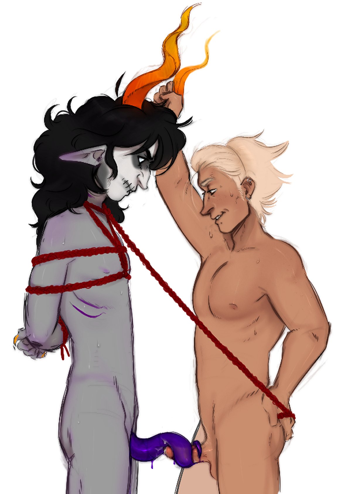 2boys alien alien_humanoid blonde_hair blonde_hair blonde_hair blonde_hair blonde_hair_male bondage bondage clown clown_boy clown_makeup colored_skin crackship dirk_strider frottage frotting gay grey_skin grey_skin hihih homestuck homestuck_troll horn horns humanoid humanoid_alien juggalo kurloz_makara large_hair male male_focus male_only nude nude_male nudity rope short_hair short_hair_male spiky_hair troll yaoi