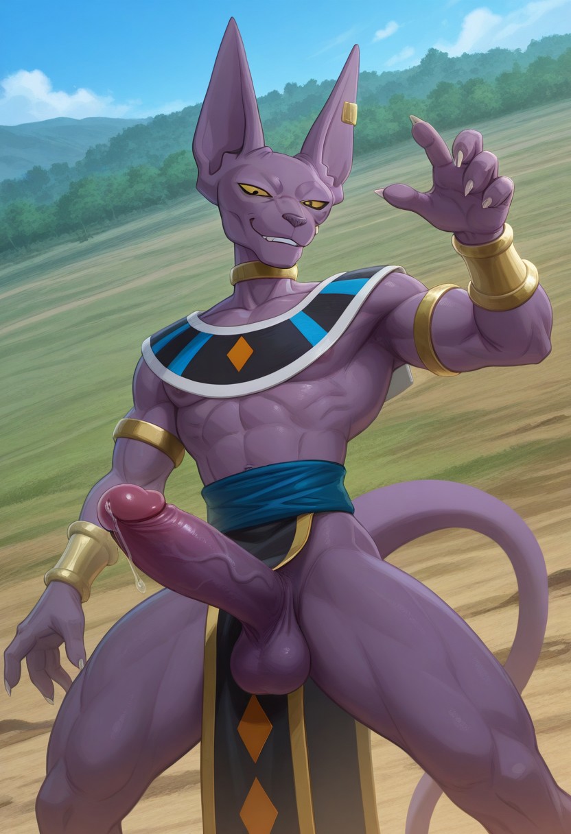 1boy abs ai_generated animal_ears anthro balls beerus big_penis civitai cloud day dragon_ball dragon_ball_super erection feet_out_of_frame furry furry_male large_penis looking_at_viewer male male_focus male_only muscular muscular_anthro muscular_male nsfw nudity outdoors pectorals penis purple_body purple_skin sky solo tail testicles uncensored yellow_eyes