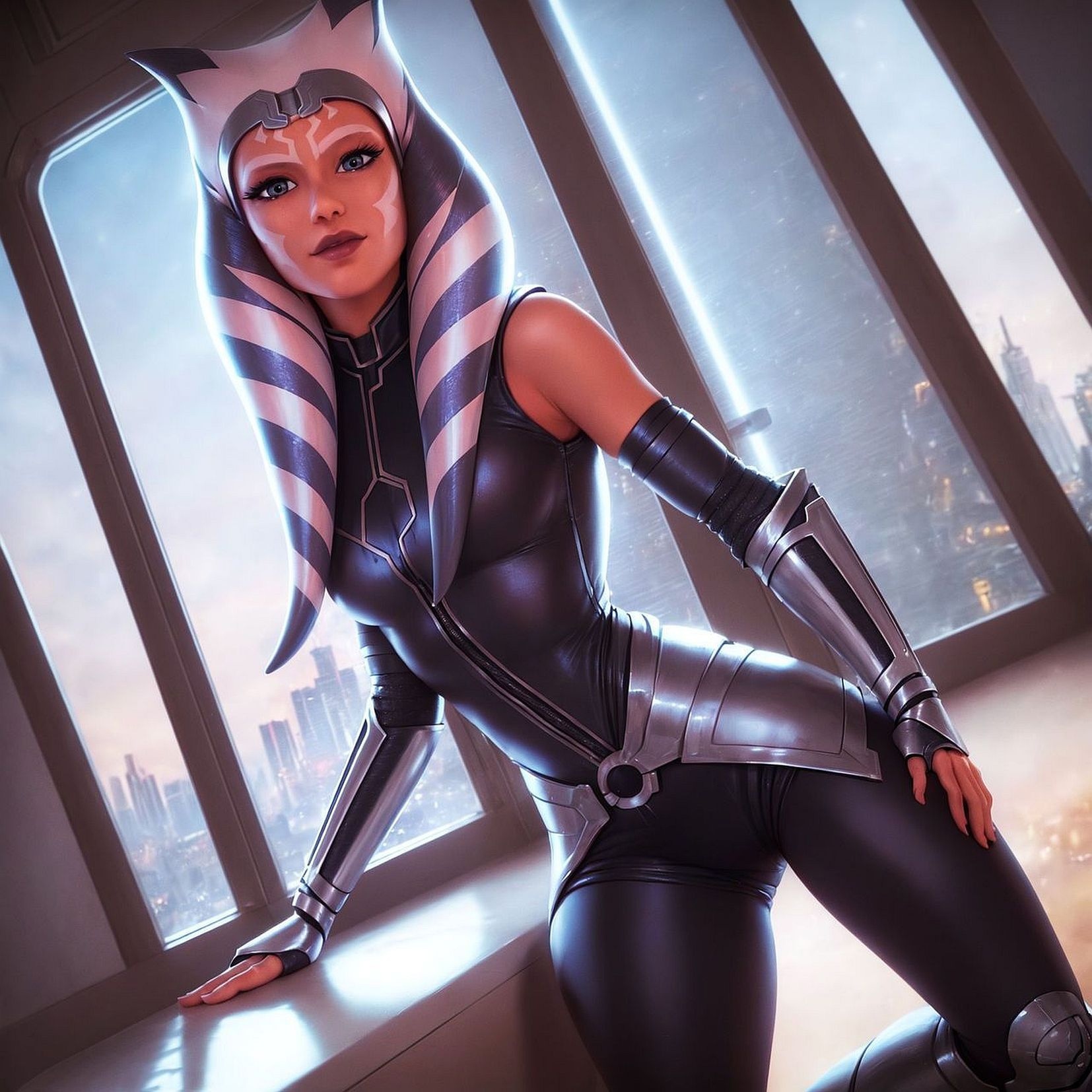 1girls, ahsoka tano, ai generated, alien, alien girl, artist request, clone wars, clothed, clothed female, female, looking at viewer, star wars, tagme (artist), togruta
