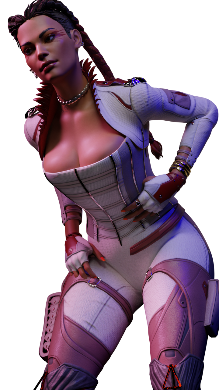 1girls 2024 apex_legends big_breasts blender blender_(software) busty cleavage clothed clothed_female dark-skinned_female female gloves huge_breasts latina loba loba_(apex_legends) looking_at_viewer sfm_nsfw solo transparent_background