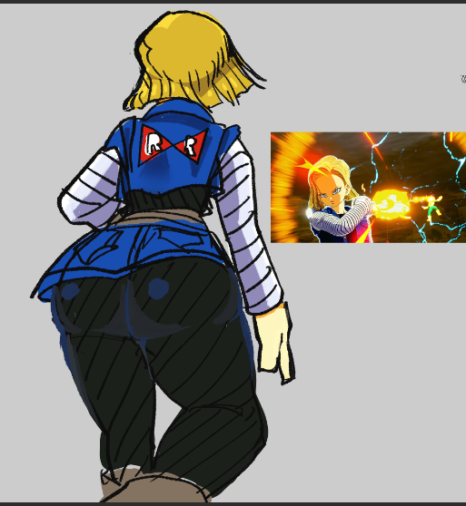 1girls android_18 big_ass blonde_hair dragon_ball dragon_ball_z eliowrathful female short_hair short_hair_female solo solo_female wip yellow_hair