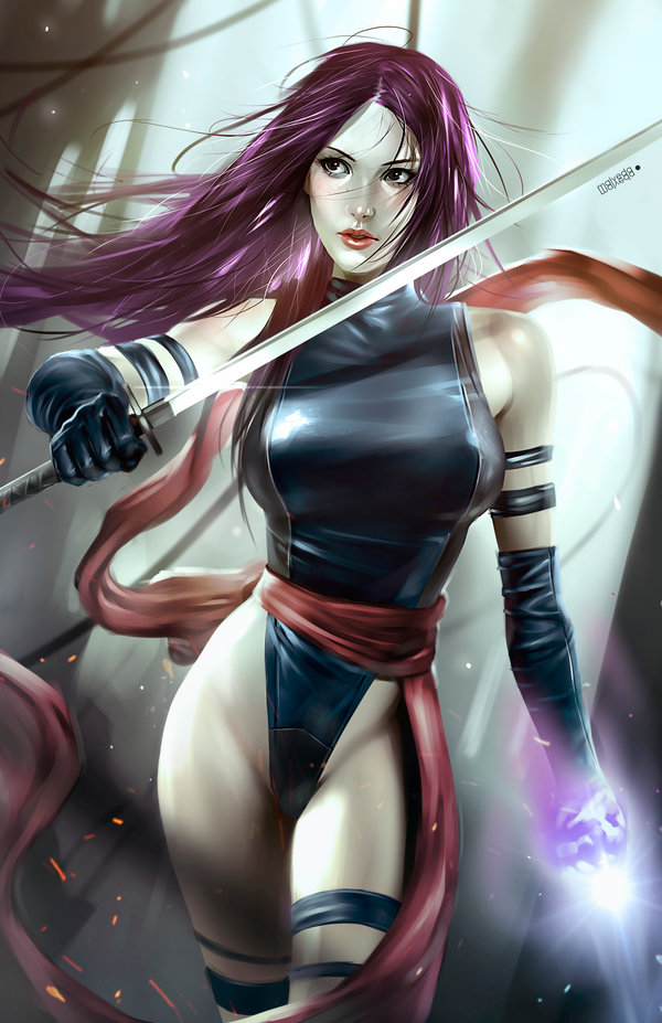 1girls, alex-malveda, female, female only, marvel, marvel comics, psylocke (kwannon), solo, straight hair, tagme, x-men