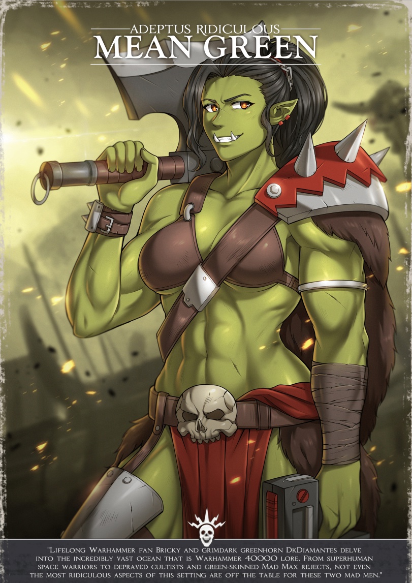 1girls abs adeptus_ridiculus english_text female female_only female_orc green_skin muscle muscle_girl muscles muscular muscular_female orc ork solo solo_female text warhammer_(franchise) warhammer_40k