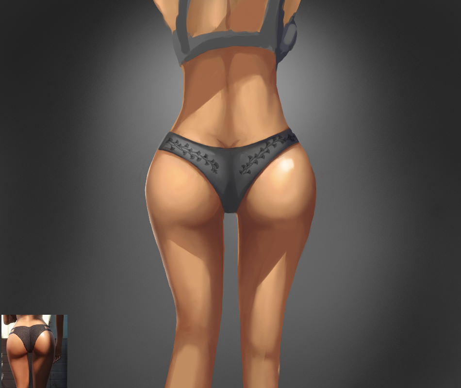 1girls ass big_ass blackknight23 female female_only panties photo reference_image reference_work simple_background solo thigh_gap unfinished