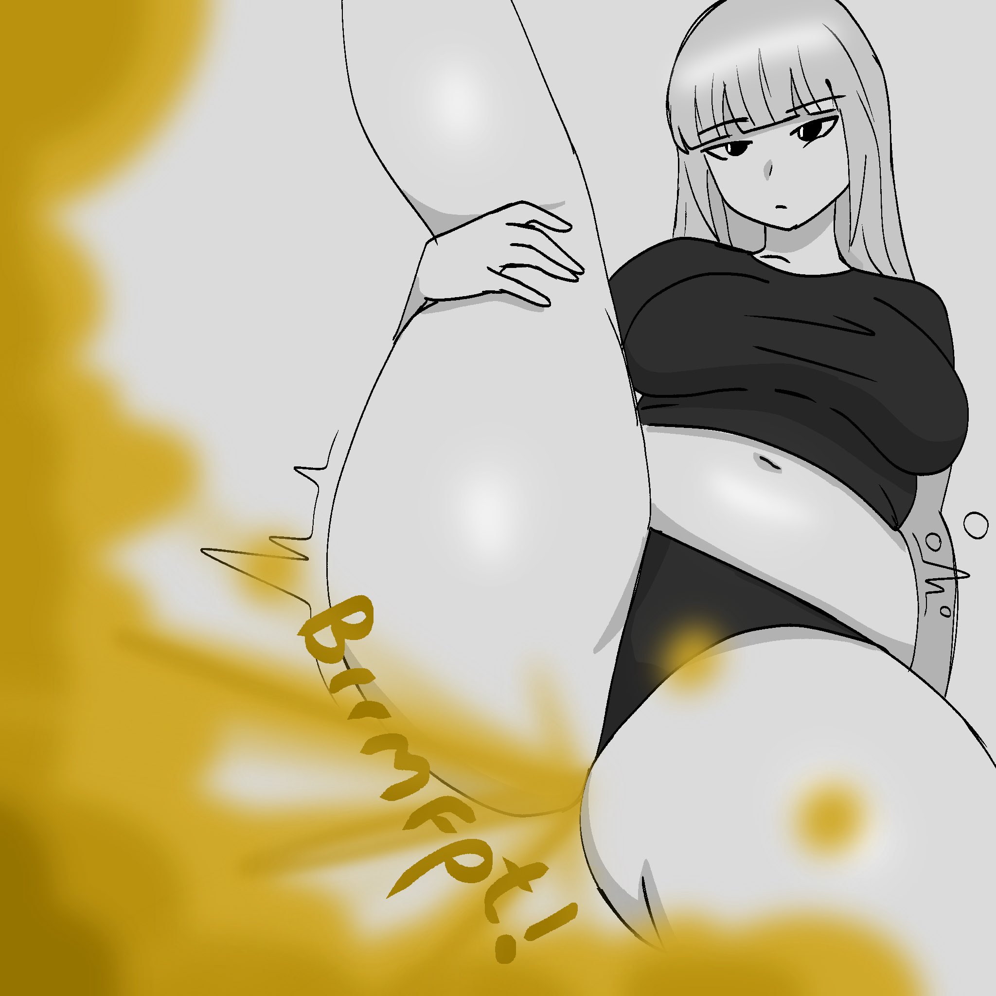 belly, biggestbun, bloated belly, bowel sounds, chubby, chubby female, digestion noises, fart, fart fetish, farting, female, leg lift, panties, shirt, stomach noises, thick thighs