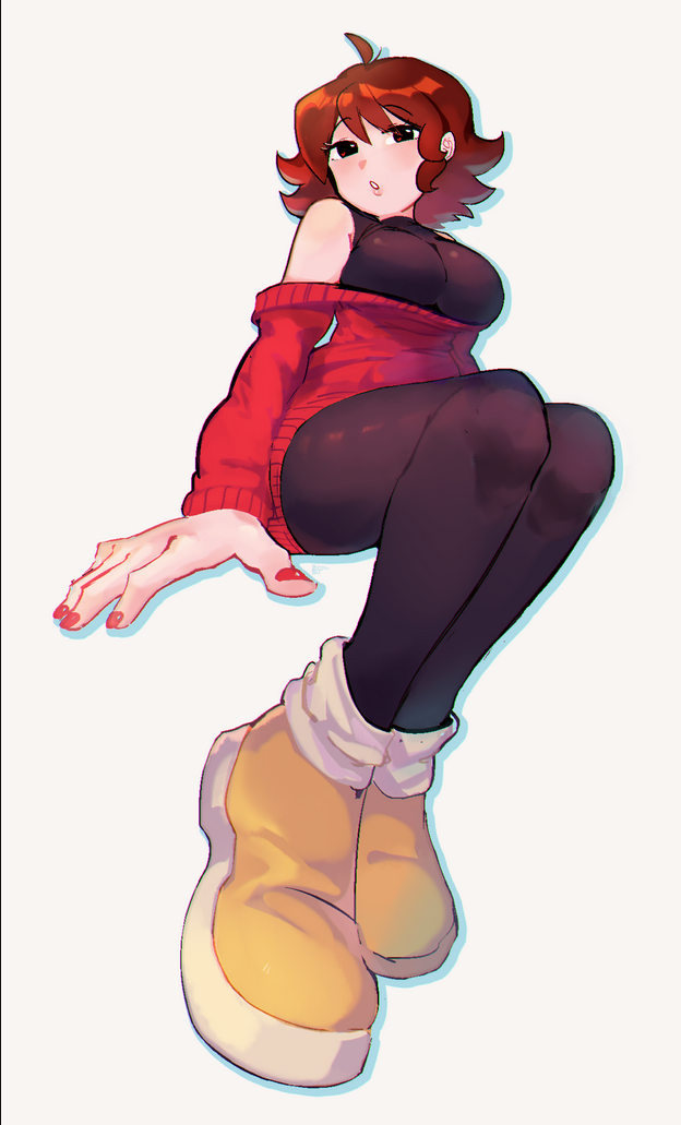 1girls, benzbt, friday night funkin, girlfriend (friday night funkin), pantyhose, sweater, tagme