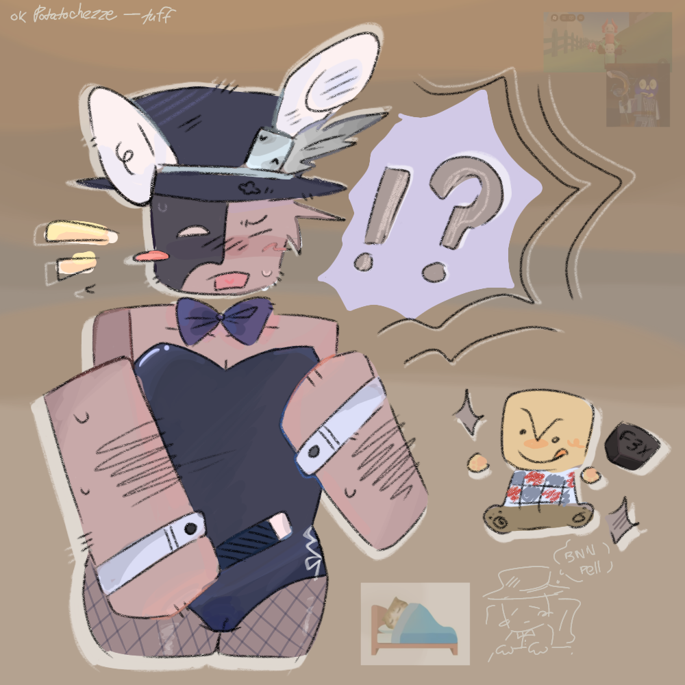 artful (die of death), bunny ears, bunnysuit, confused, cuntboy, devesto, devesto (die of death), die of death (roblox), el jee bee tea, i guess, potatochezze