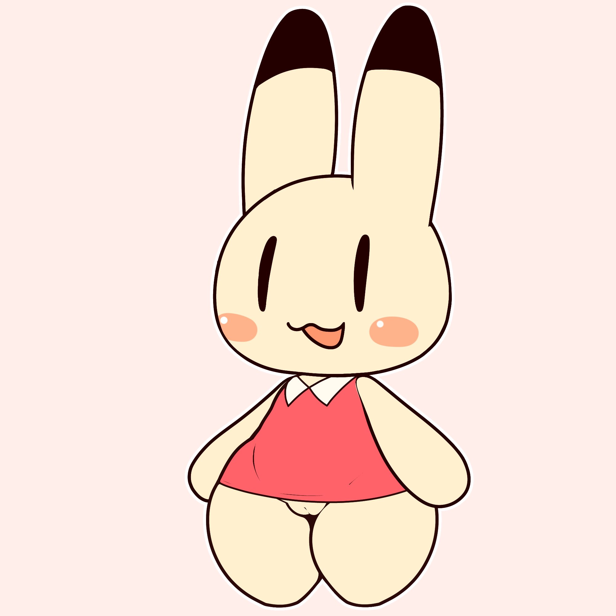 2024, animal yokocho, anthro, blush, bunny, chibi, cute, dipstick ears, innocent, iyo, lagomorph, leporid, mr slow, pussy