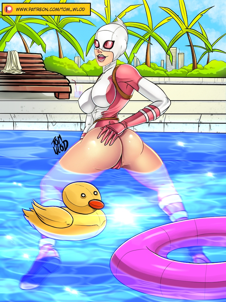 1girls ass big_ass big_breasts breasts cameltoe crazydraftsman gwenpool leotard marvel marvel_comics pool thighs