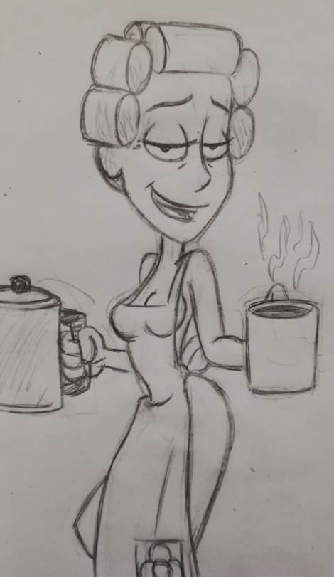 1girls 2019 anima_estudios apron apron_only bedroom_eyes blonde_female blonde_hair boobs breasts chespirito coffee cup doña_florinda el_chavo_(series) el_chavo_animado el_chavo_del_ocho female female_focus female_only graphite_(artwork) greyscale half-closed_eyes looking_at_viewer milf mommy mother naked_apron narrowed_eyes open_mouth open_mouth_smile pencil_(artwork) smile smiling smiling_at_viewer takeshi1000 televisa traditional_media_(artwork)