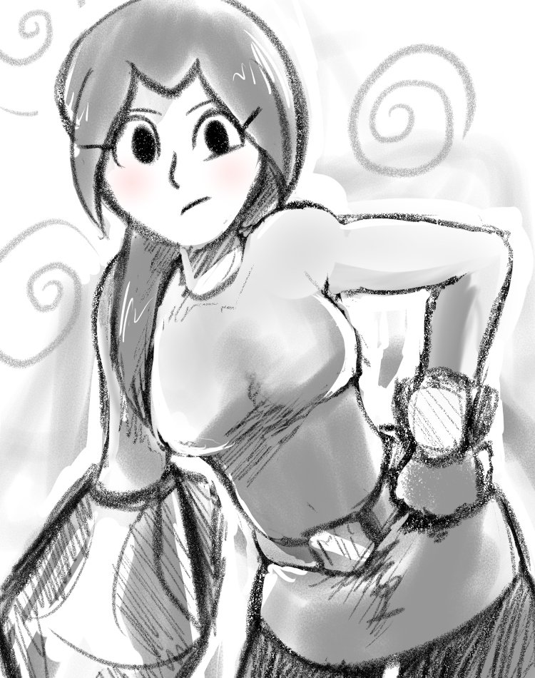 1girls arm_cannon belt black_and_white black_eyes blush breasts female female_focus huge_breasts leaning_forward looking_at_viewer mii mii_gunner mii_gunner_(smash_4) mob_face monochrome nintendo proto_spunk skintight super_smash_bros. super_smash_bros._for_nintendo_3ds_and_wii_u thick_ass