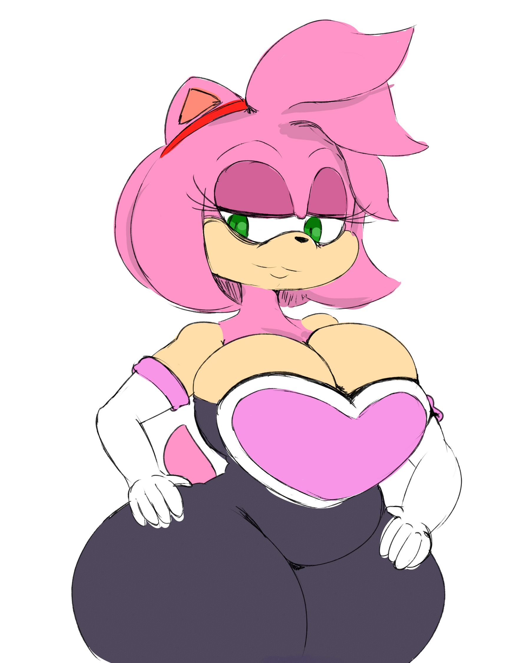 amy rose, amy rouge, amy the bat, big breasts, bodysuit, breasts, female, neckline, neom-daddy, rouge the bat (cosplay), seductive, sonic (series), spandex suit, thick thighs
