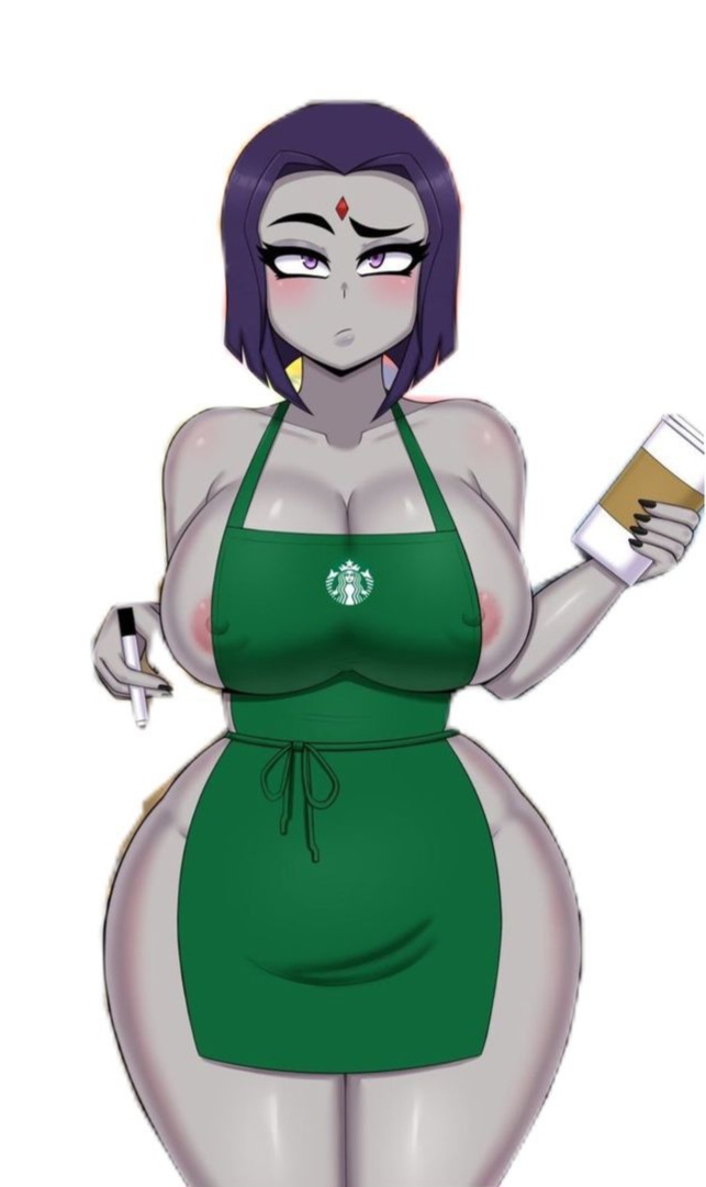 1girls alternate_breast_size big_boobs big_breasts boobs breasts dc_comics female female_only hips hips_wider_than_shoulders huge_boobs huge_breasts large_hips raven_(dc) ruborised solo starbucks teen_titans thick_thighs thickthighs