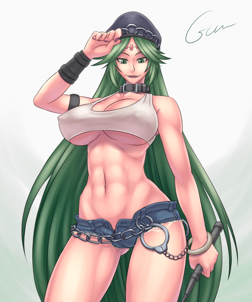 big_breasts breasts cesium cosplay green_hair kid_icarus nintendo palutena poison_(final_fight) poison_(final_fight)_(cosplay) smile