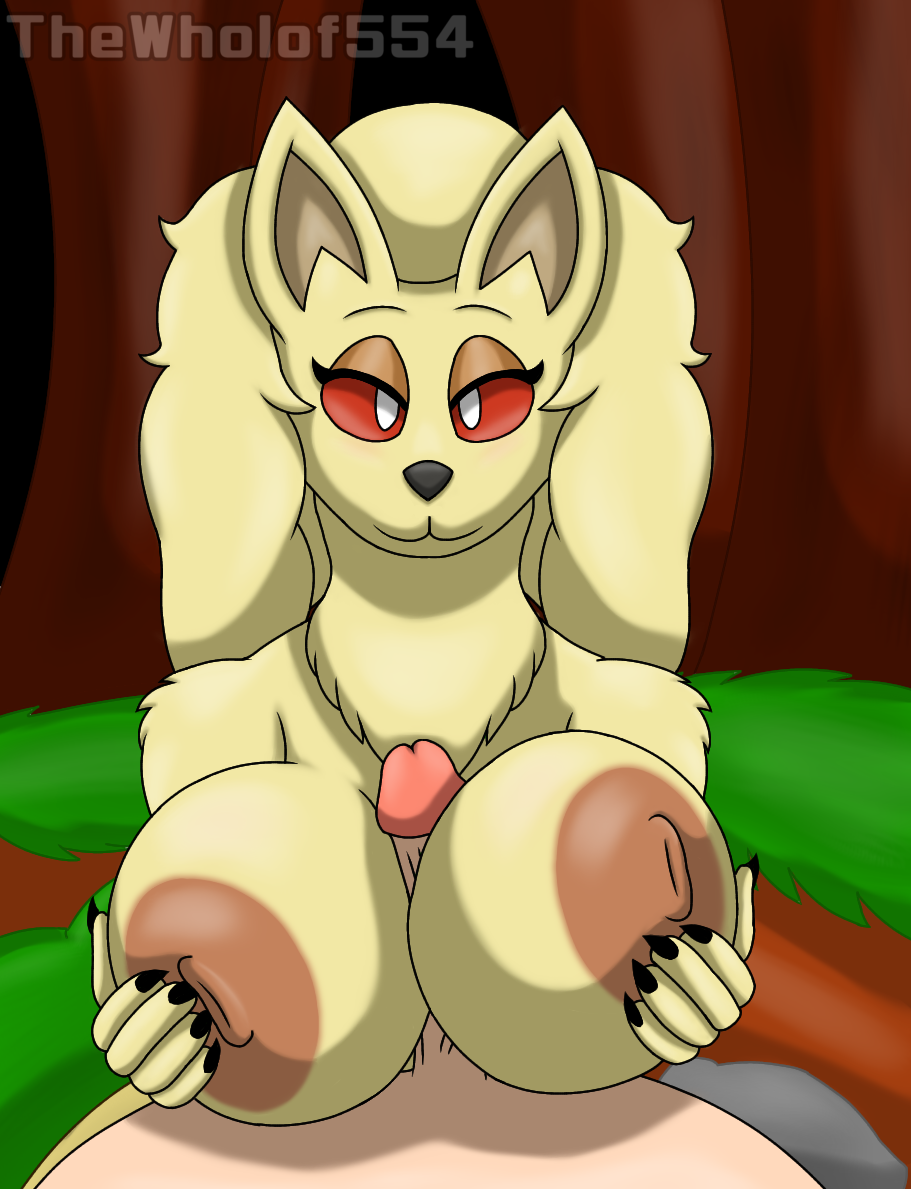 anthro breast_play breasts duo female generation_1_pokemon human male male/female mammal ninetales nintendo pokemon pokemon_(species) sex thewholof554 titjob