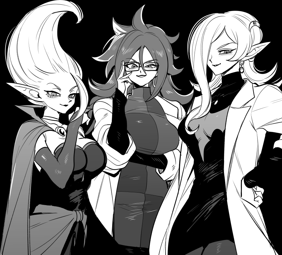 3girls android android_21 android_21_(human) corelessmoter demon_girl dr._arinsu dragon_ball dragon_ball_daima dragon_ball_fighterz dragon_ball_heroes tagme towa vomi_(dragon_ball)