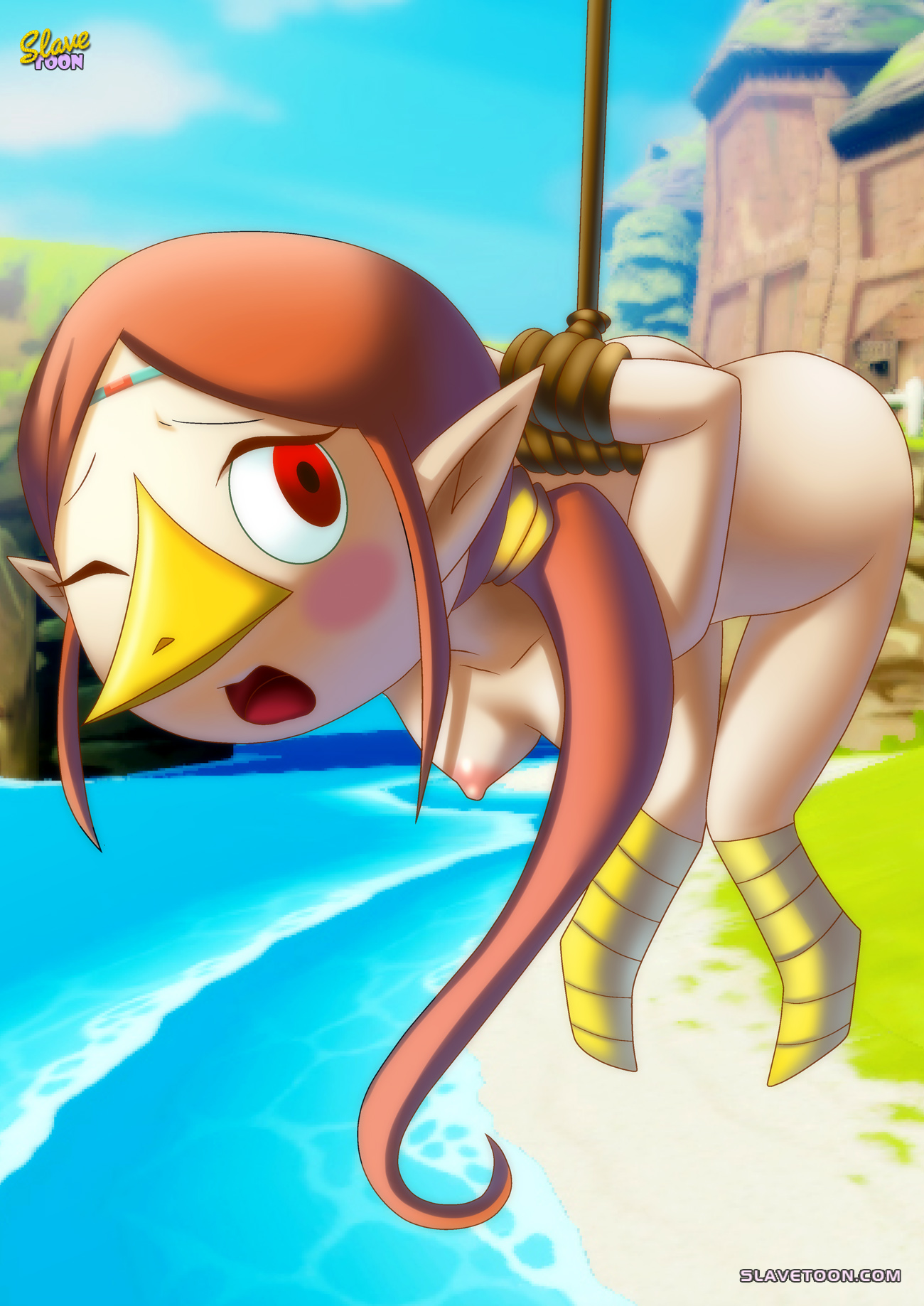blush, bondage, breasts, female, medli, palcomix, slavetoon, tagme, the legend of zelda, the wind waker, wind waker, young