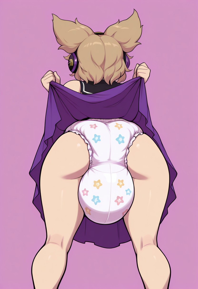 1girls ai_generated ai_hands diaper lifting_skirt presenting presenting_hindquarters touhou toyosatomimi_no_miko