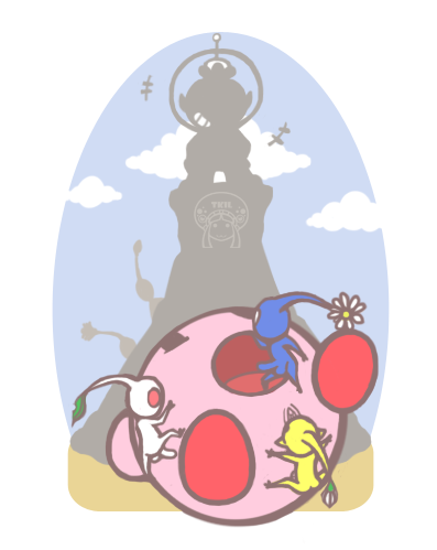 blue_pikmin kirby kirby_(series) lowres nintendo olimar pikmin pikmin_(species) thekrakenislaken tkil transparent_background video_games white_pikmin yellow_pikmin